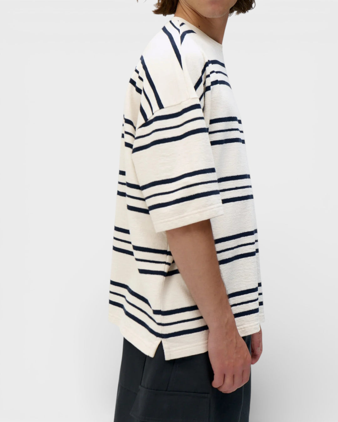 Short Sleeve Oversized T-shit Terry Dark Navy Stripes