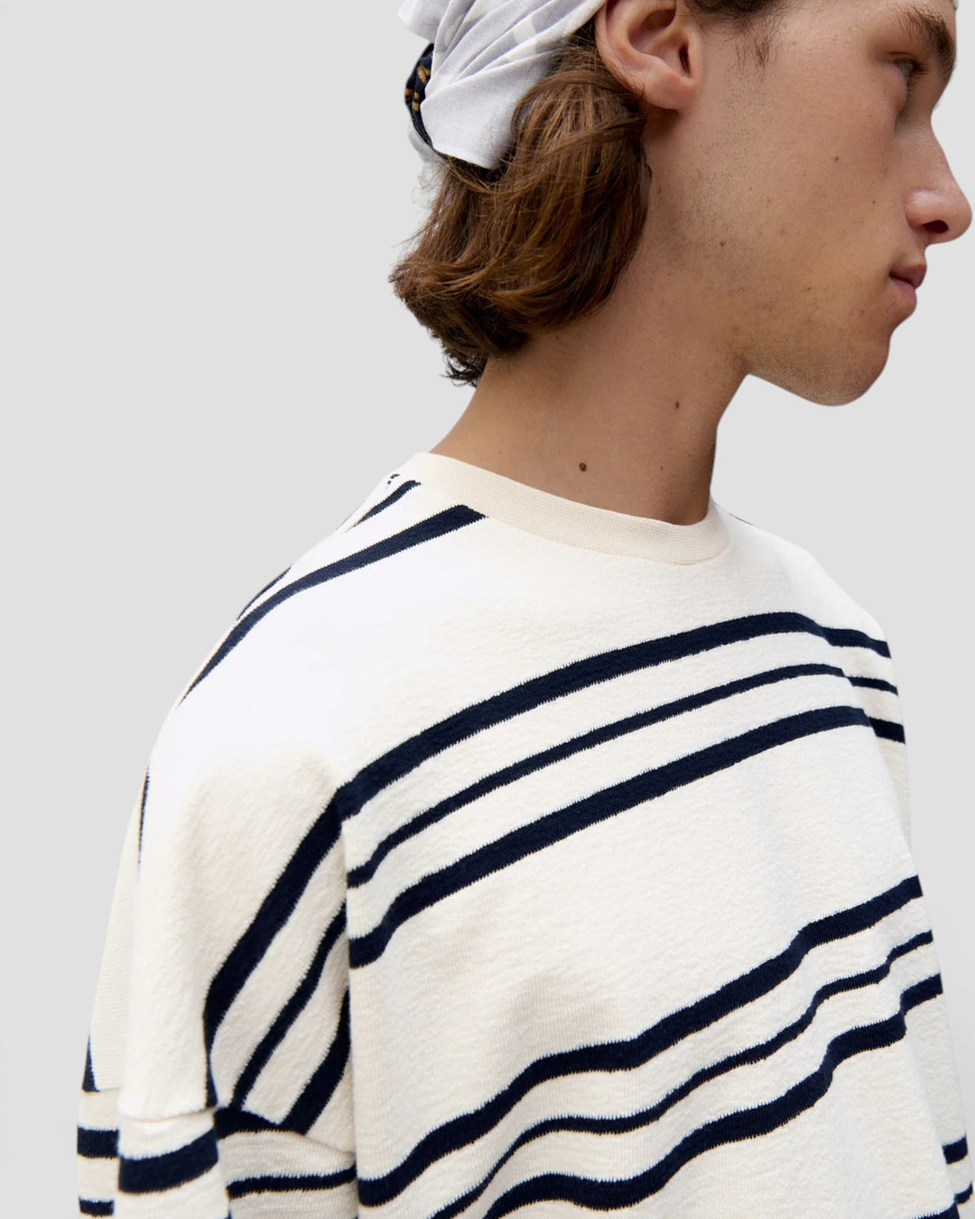 Short Sleeve Oversized T-shit Terry Dark Navy Stripes