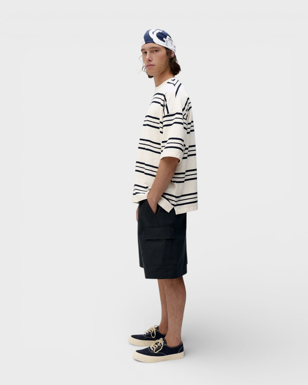 Short Sleeve Oversized T-shit Terry Dark Navy Stripes