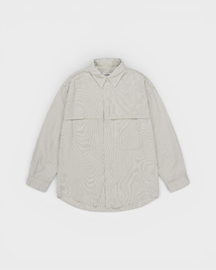 Stripe Pocket Work Shirt Ivory