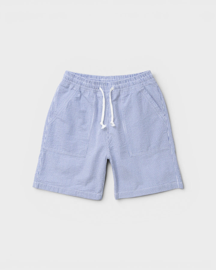 Seersucker Chef Shorts Navy Stripe