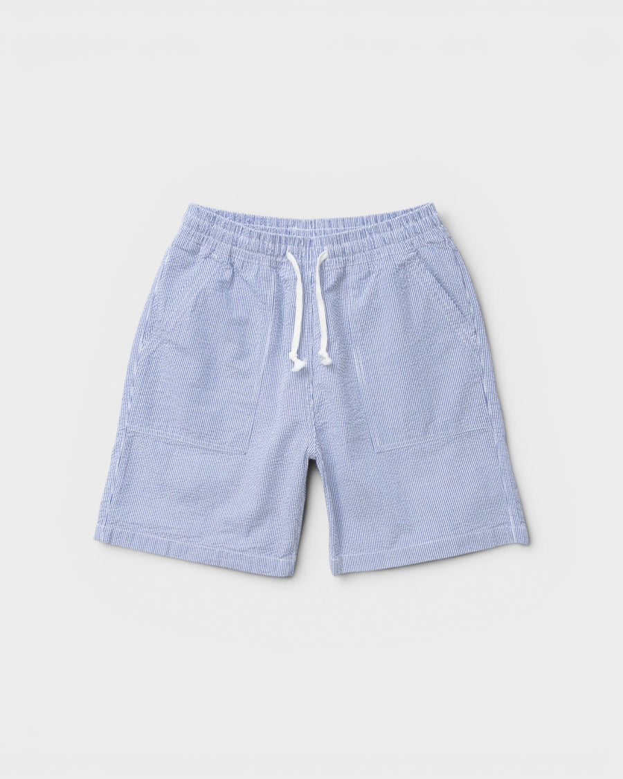 Seersucker Chef Shorts Navy Stripe