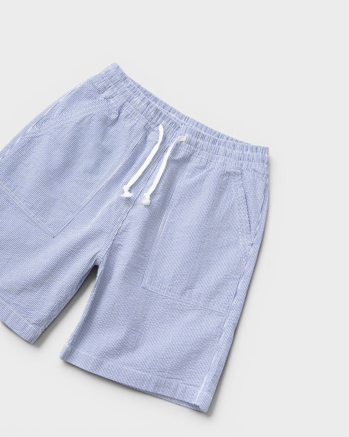 Seersucker Chef Shorts Navy Stripe