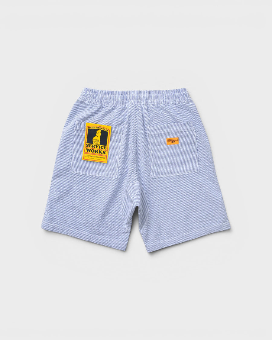 Seersucker Chef Shorts Navy Stripe