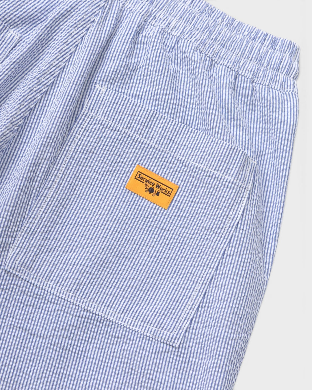 Seersucker Chef Shorts Navy Stripe