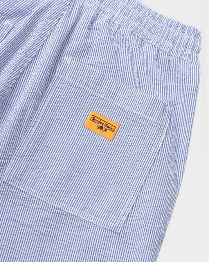 Seersucker Chef Shorts Navy Stripe