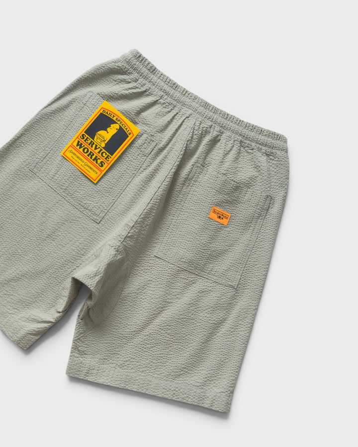 Seersucker Chef Shorts Sage