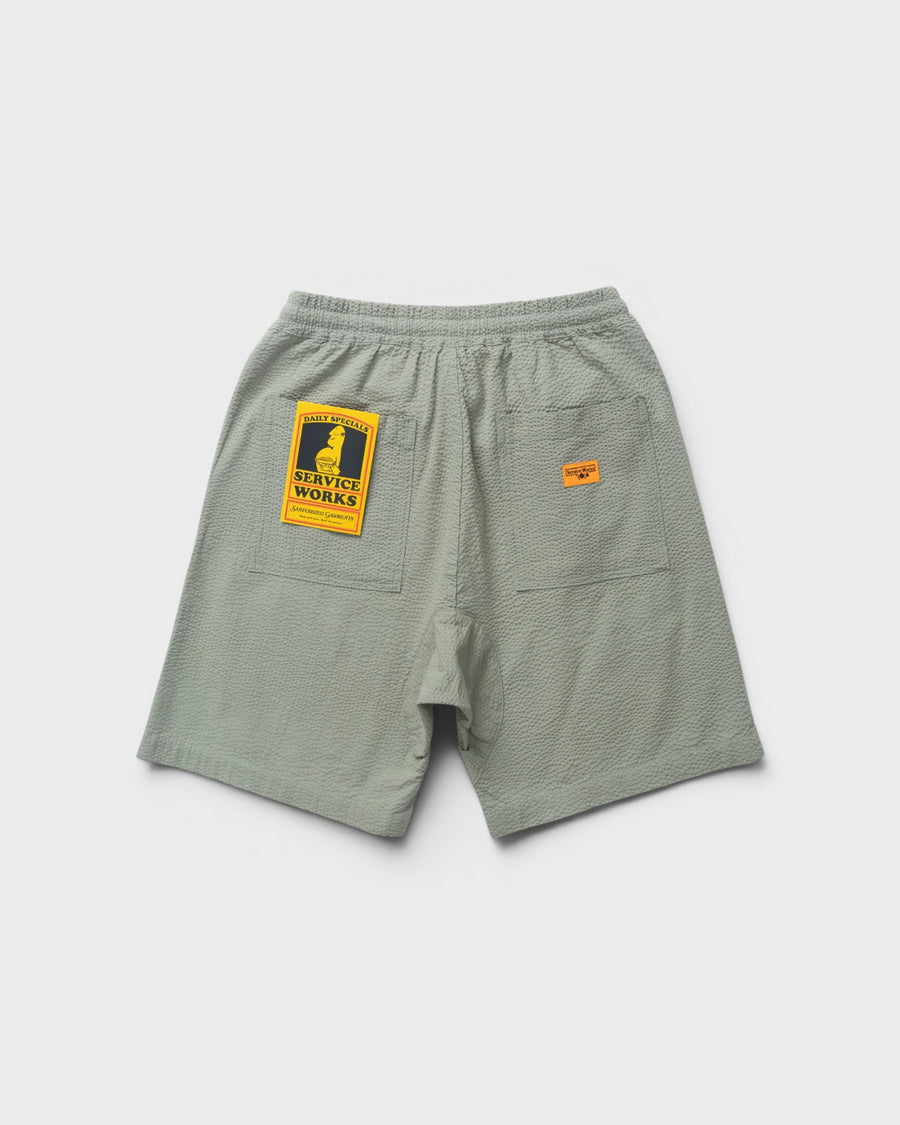 Seersucker Chef Shorts Sage