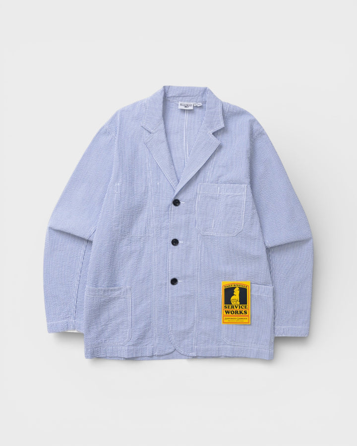 Seersucker Server Suit Jacket Navy Stripe