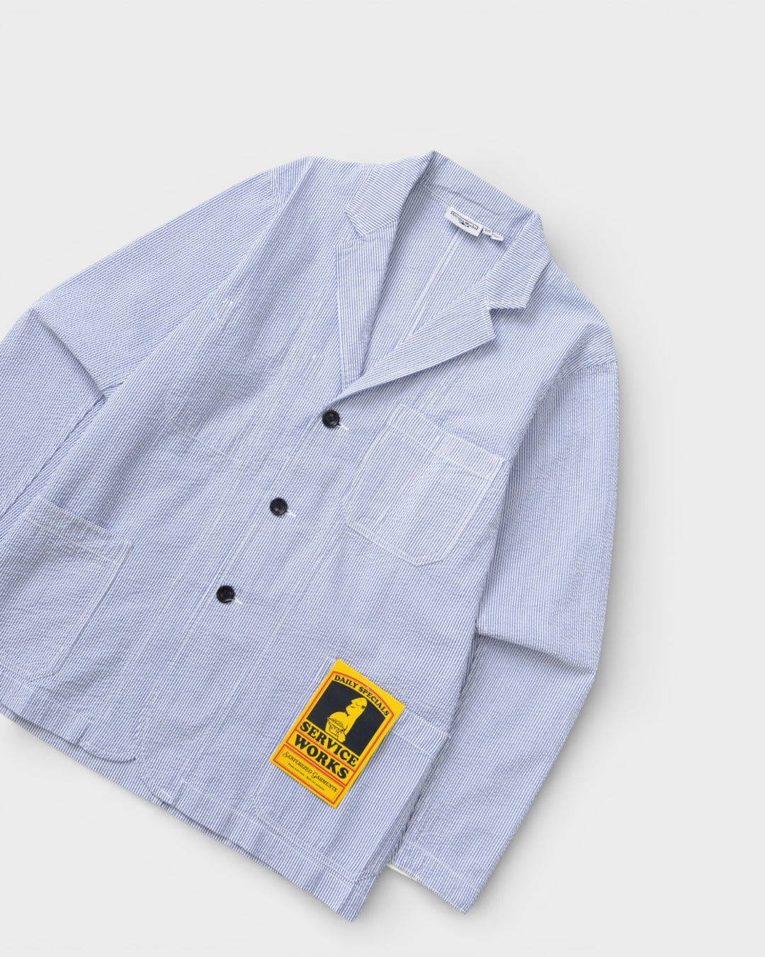 Seersucker Server Suit Jacket Navy Stripe