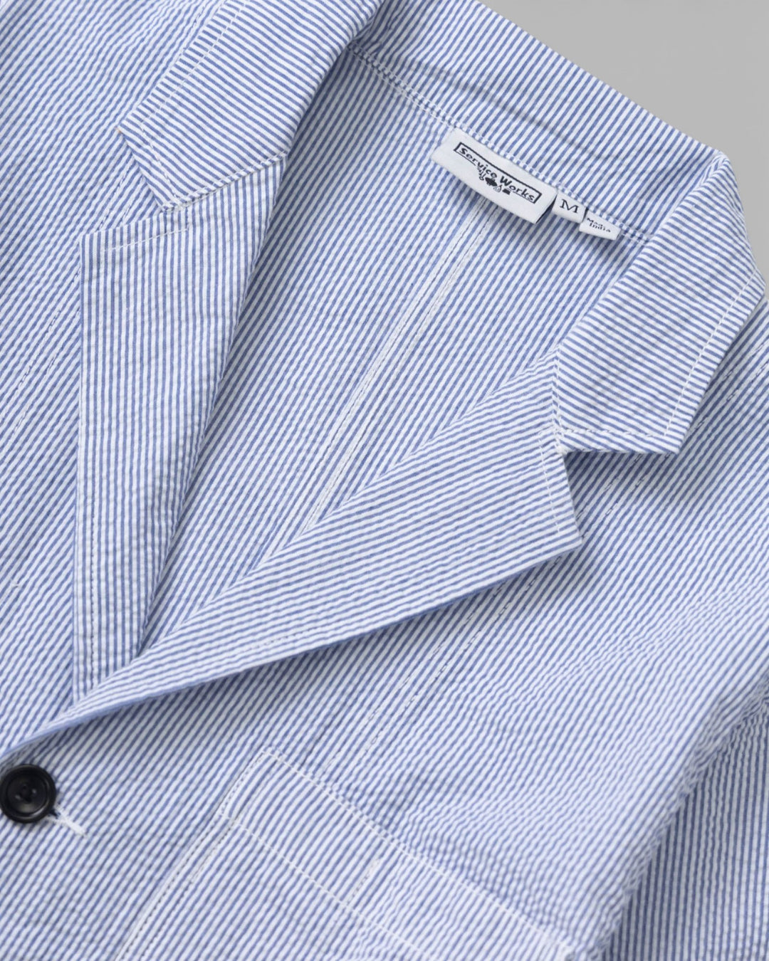 Seersucker Server Suit Jacket Navy Stripe