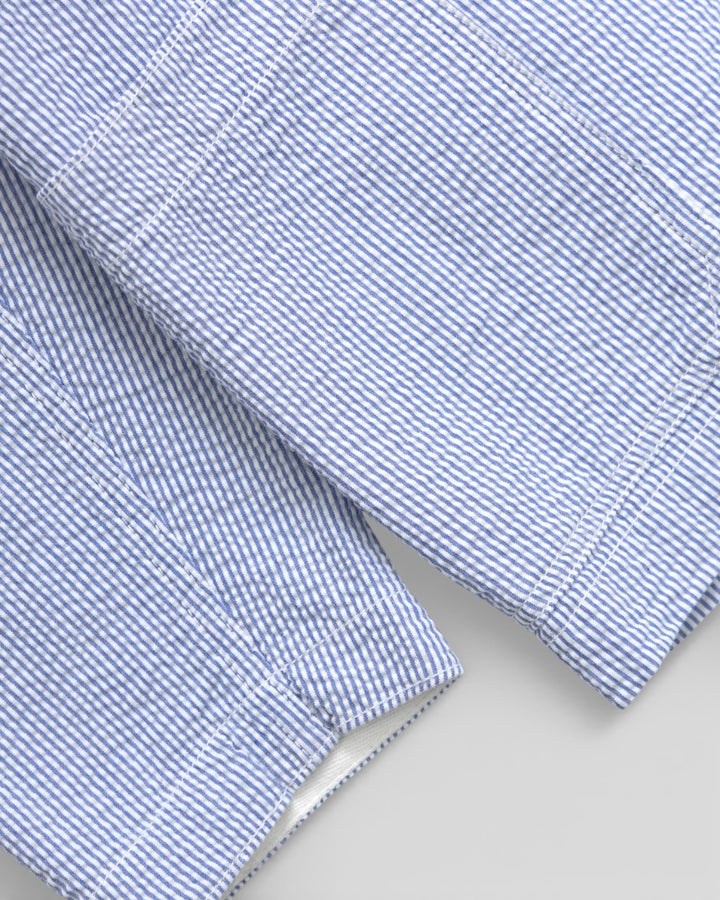 Seersucker Server Suit Jacket Navy Stripe