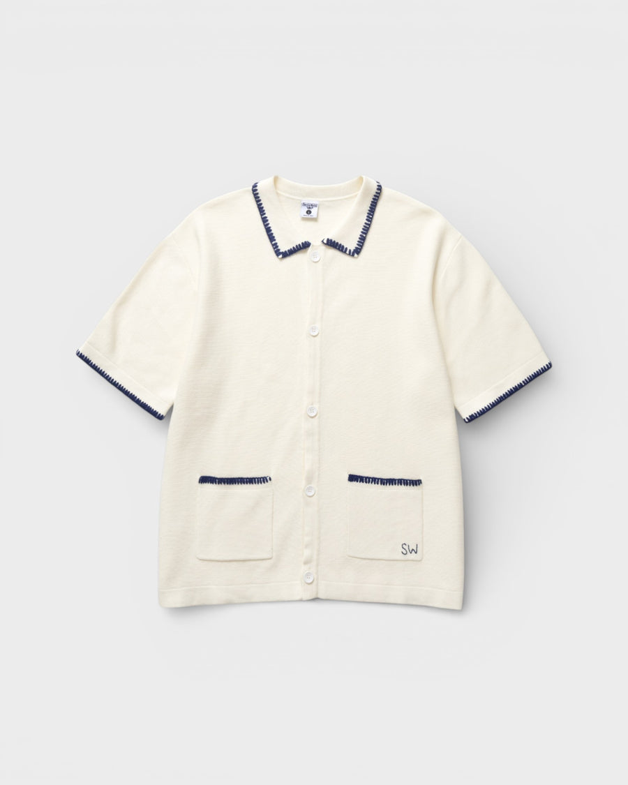 Blanket Stitch Knit Off White