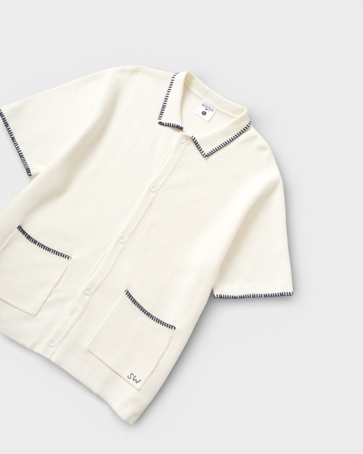 Blanket Stitch Knit Off White