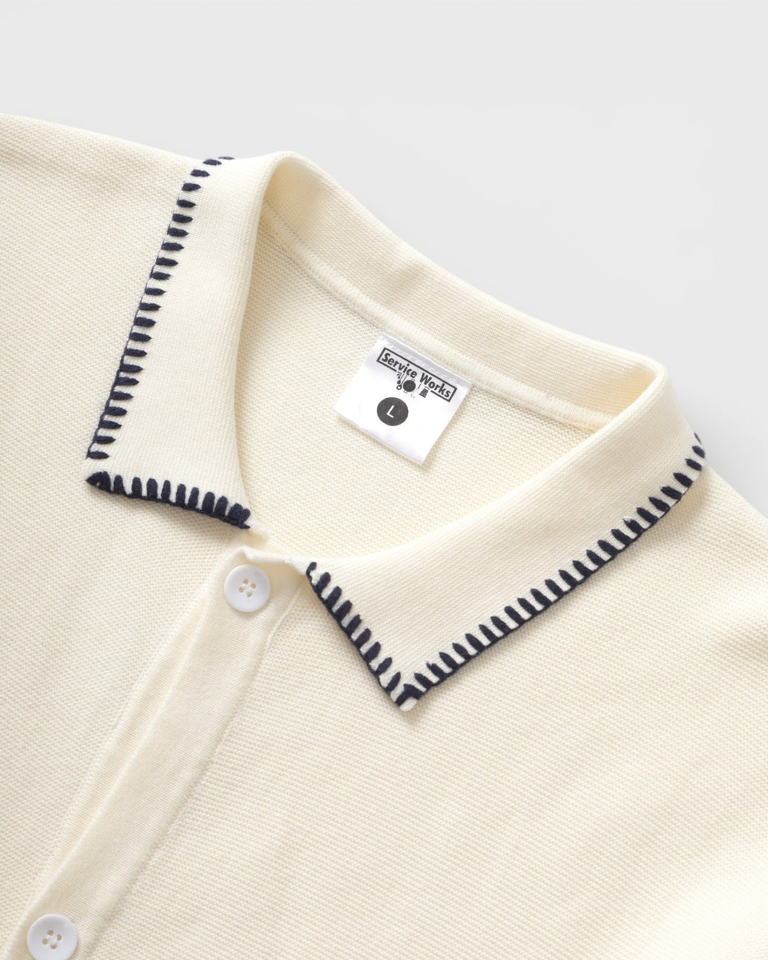 Blanket Stitch Knit Off White