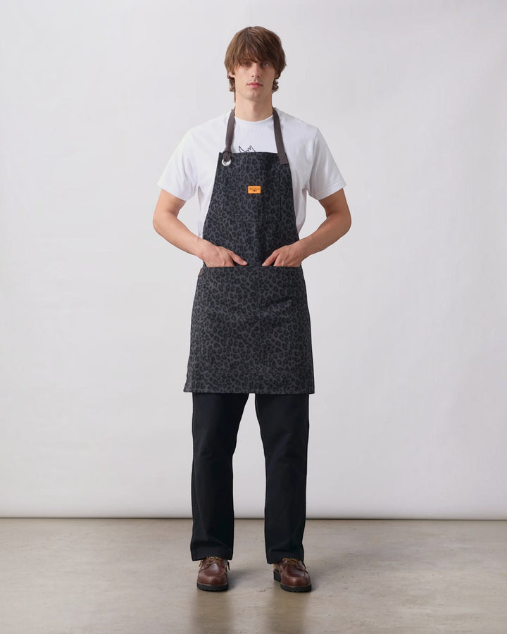 Patterned Apron Black Leopard