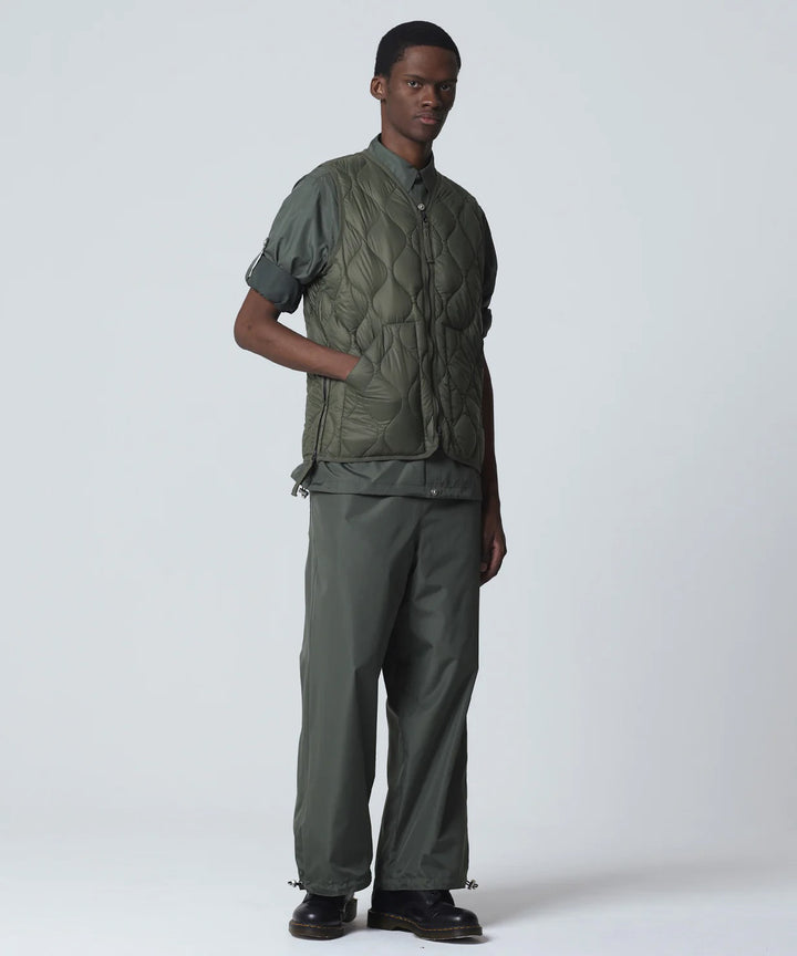 Military V Neck W-Zip Down Vest Dark Olive