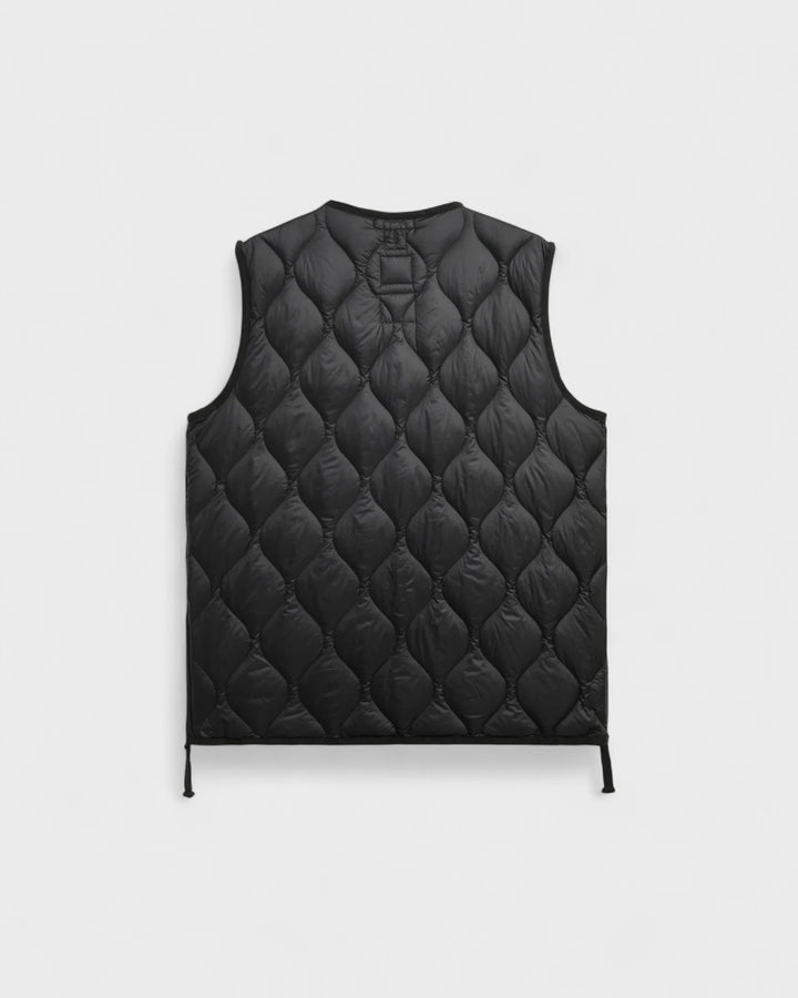 Military V Neck W-Zip Down Vest Black