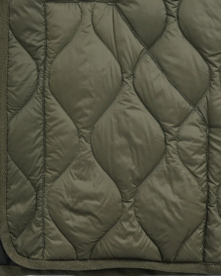 Military V Neck W-Zip Down Vest Dark Olive