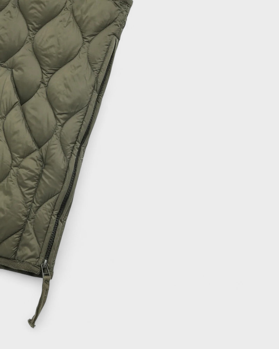 Military V Neck W-Zip Down Vest Dark Olive