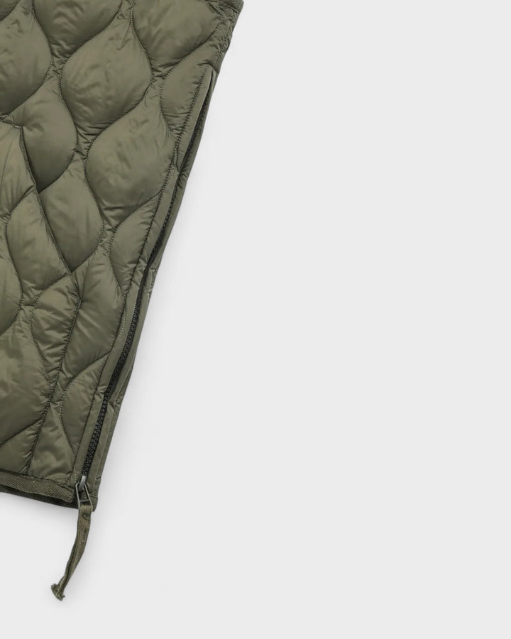 Military V Neck W-Zip Down Vest Dark Olive