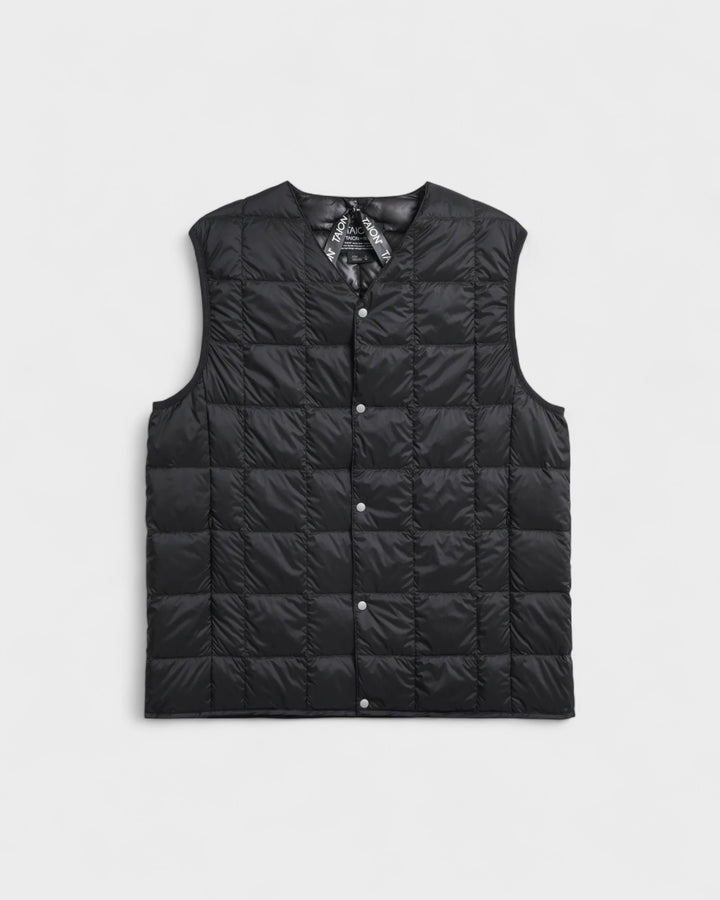 V-Neck Button Down Vest Black