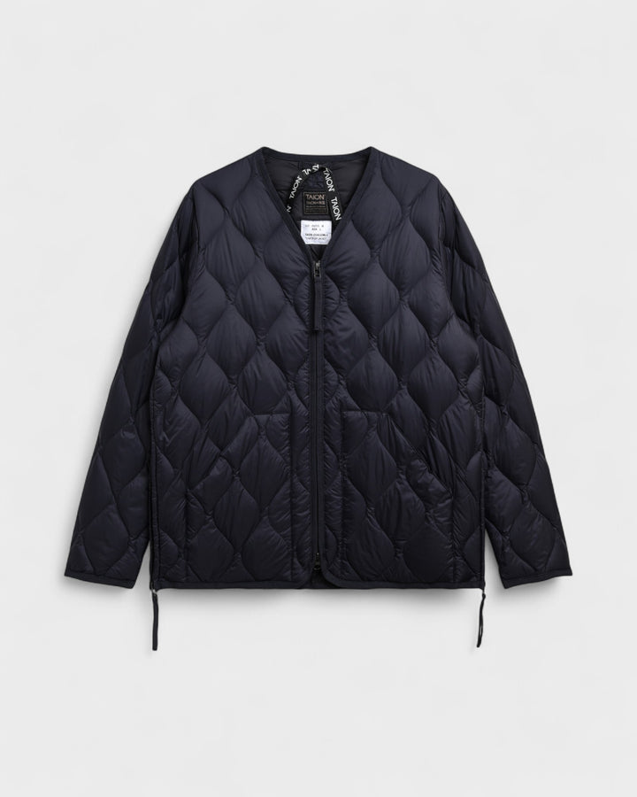 Military V Neck W-Zip Down Jacket Dark Navy