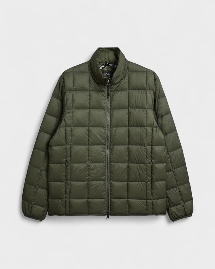 Hi Neck W-Zip Down Jacket Dark Olive