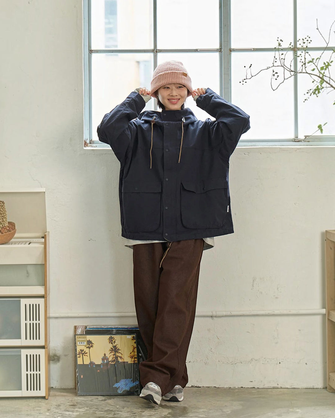 Two Tuck Wide Denim Pants Brown