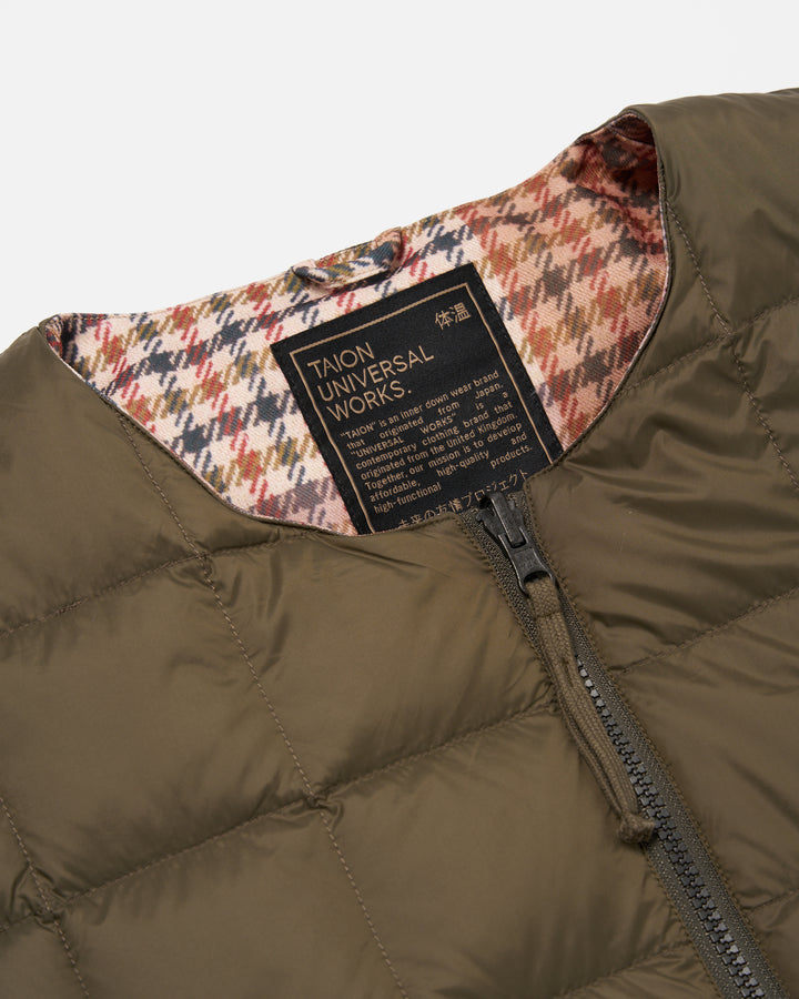 TAION x Universal Works Reversible Zip Down Vest Dark Olive