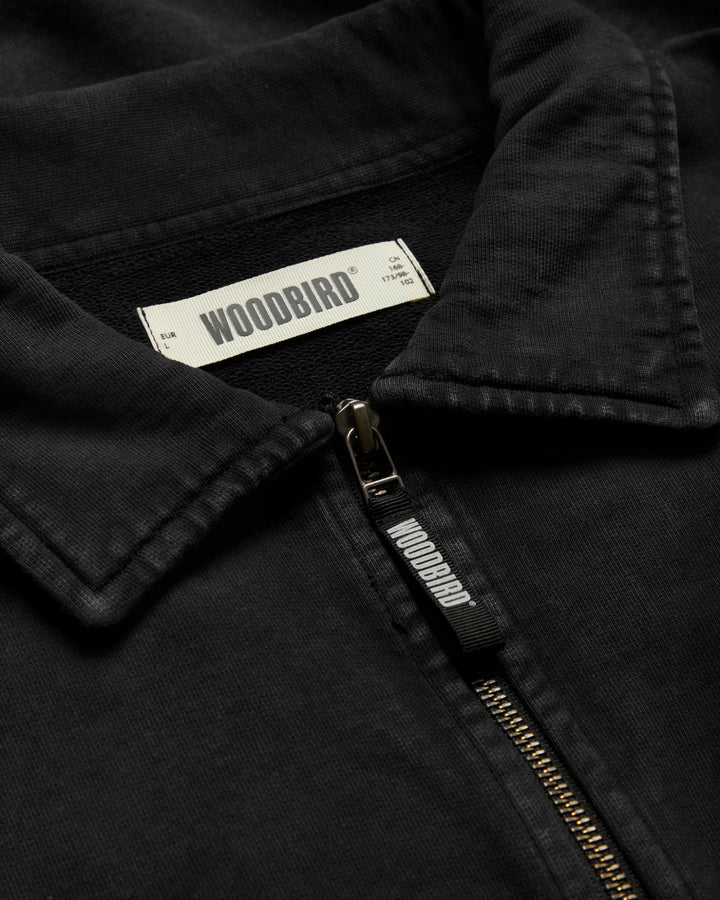 WBLoke Washed Zip Polo Black – vue 5