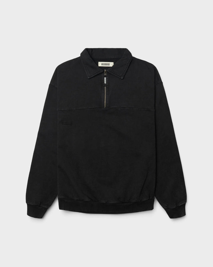 WBLoke Washed Zip Polo Black – vue 1