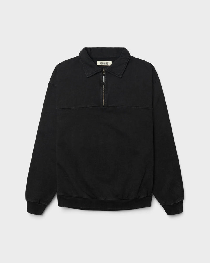 WBLoke Washed Zip Polo Black