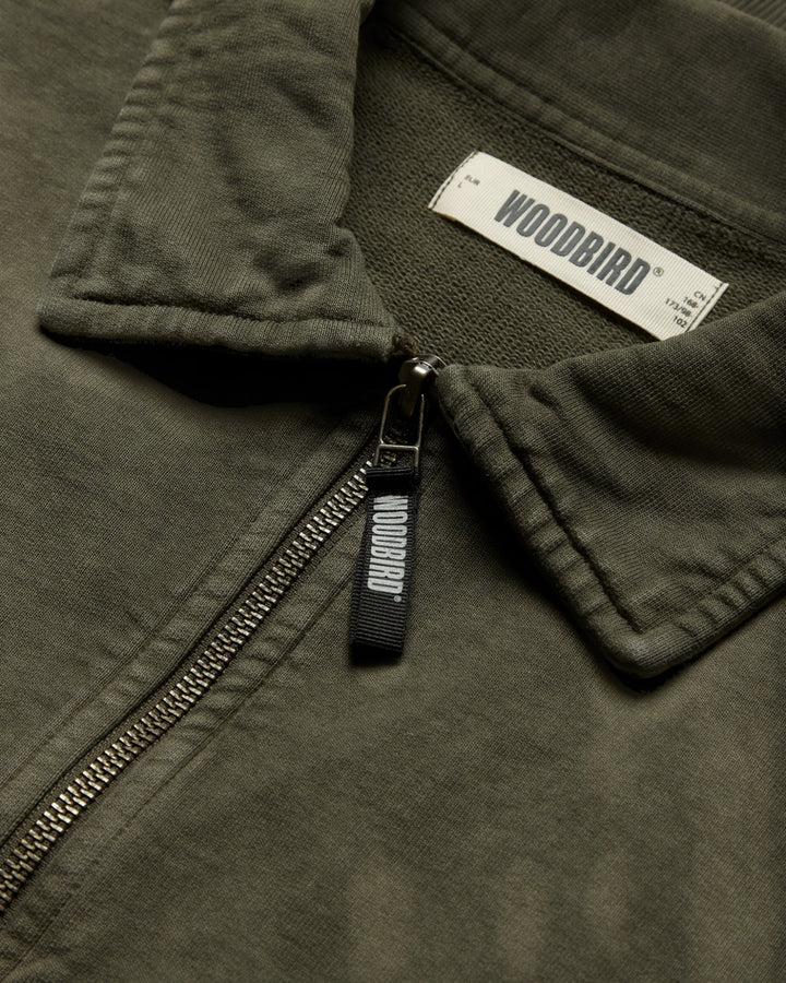 WBLoke Washed Zip Polo Dark Olive – vue 5