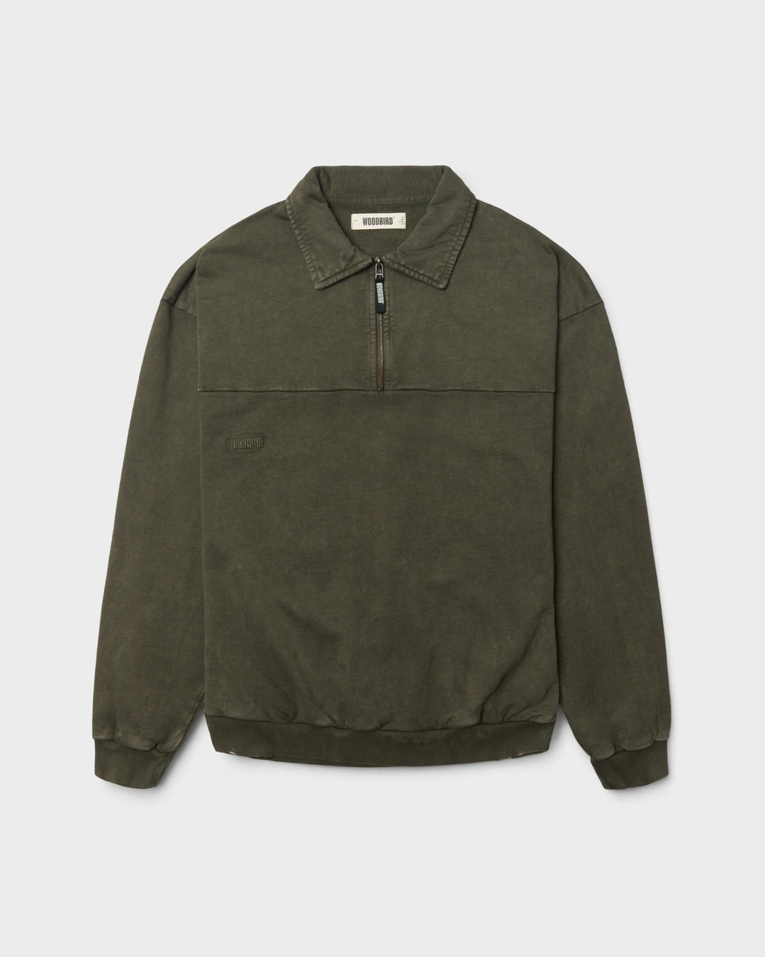 WBLoke Washed Zip Polo Dark Olive – vue 1