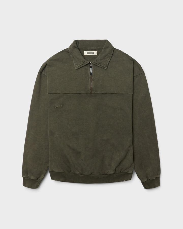 WBLoke Washed Zip Polo Dark Olive – vue 1