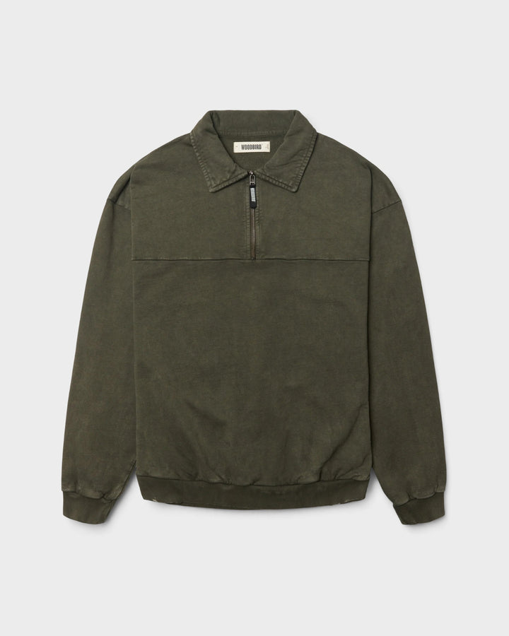 WBLoke Washed Zip Polo Dark Olive