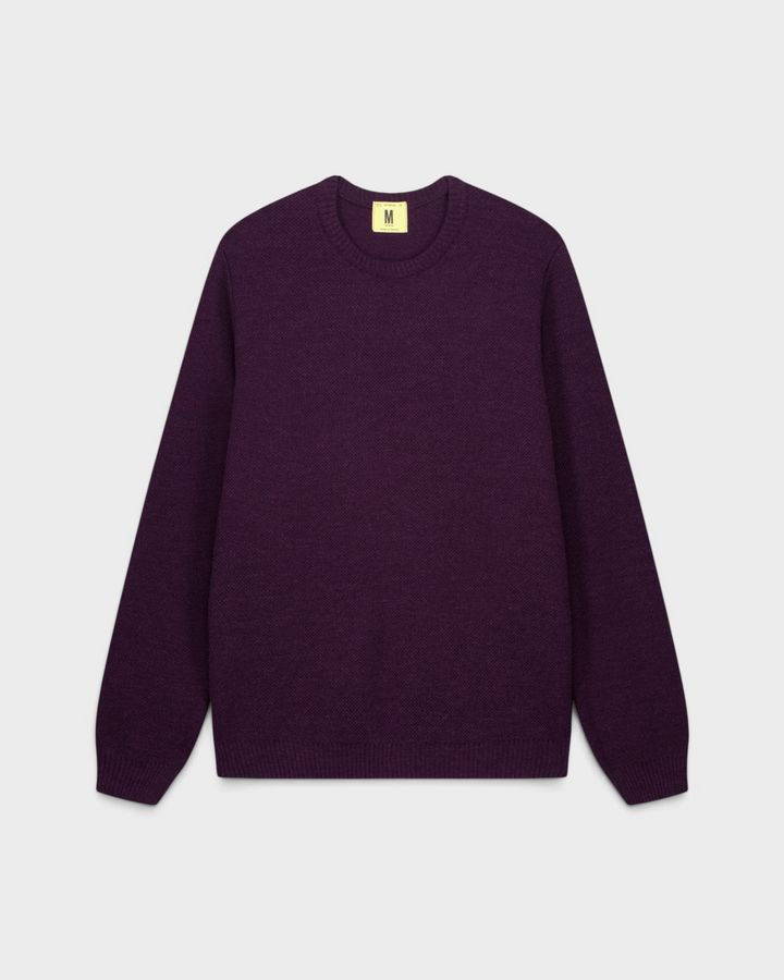 Pull Youri Col Rond Prune - vue de face