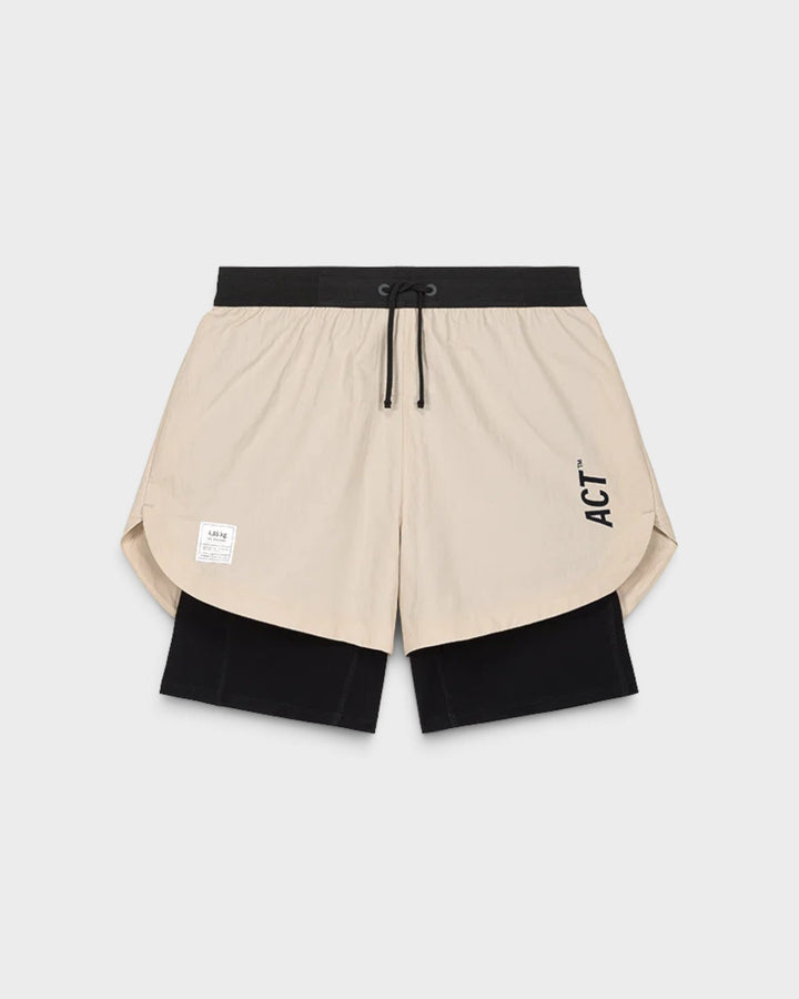 ACT Running ShellLight Short 2en1 Beige — vue de face