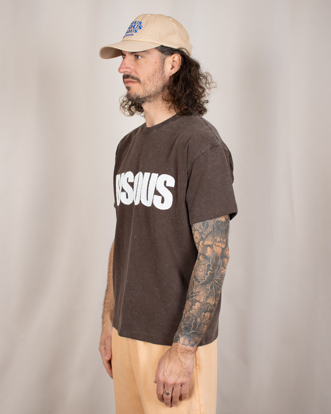 T-shirt Pochoir Washed Brown