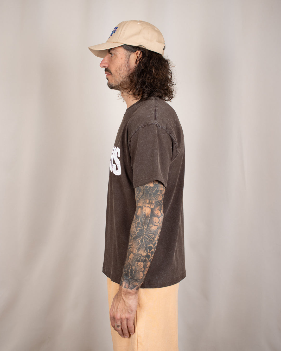 T-shirt Pochoir Washed Brown