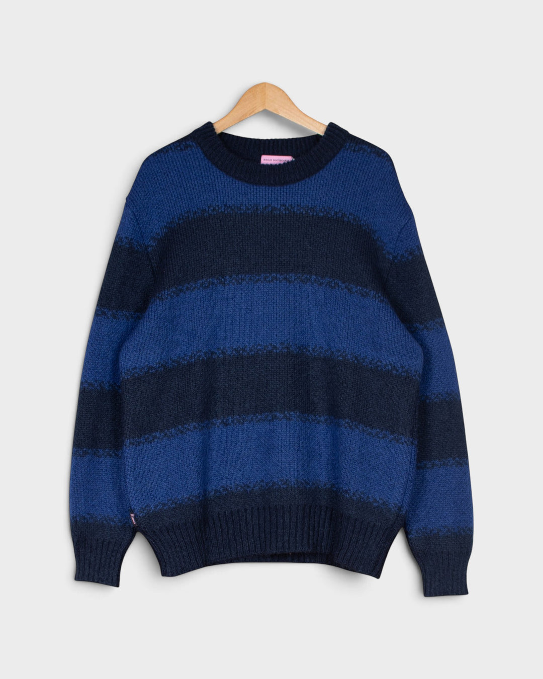 Pull Bisous South Mohair Navy Stripes, vue de face, rayures bleu et marine