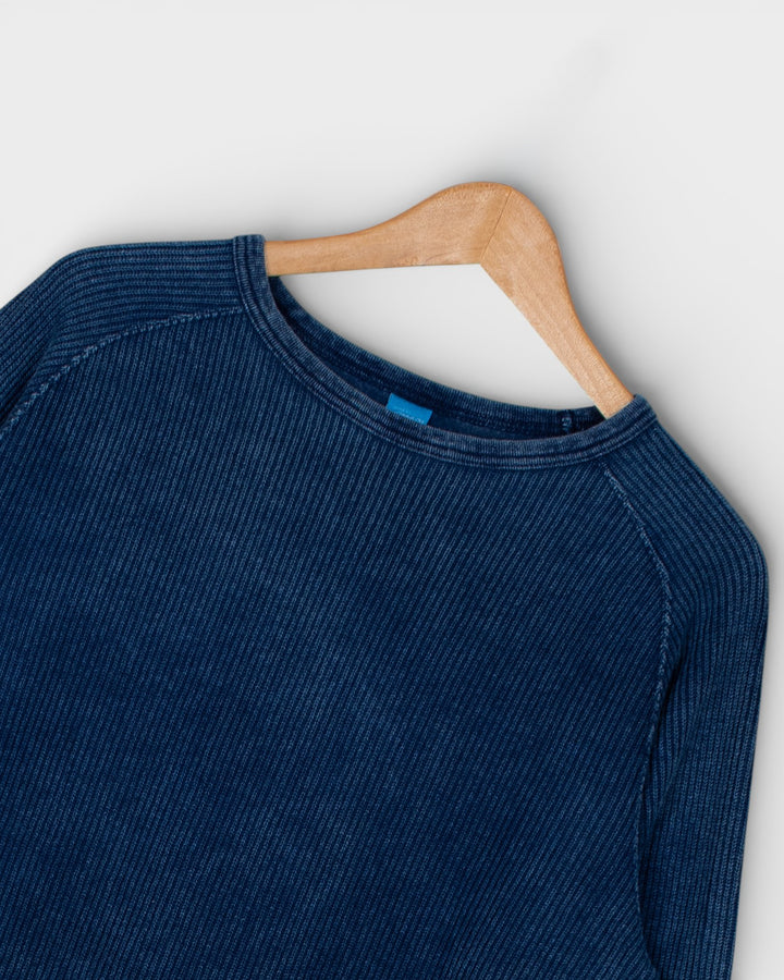Long Sleeve Rib Knit Indigo
