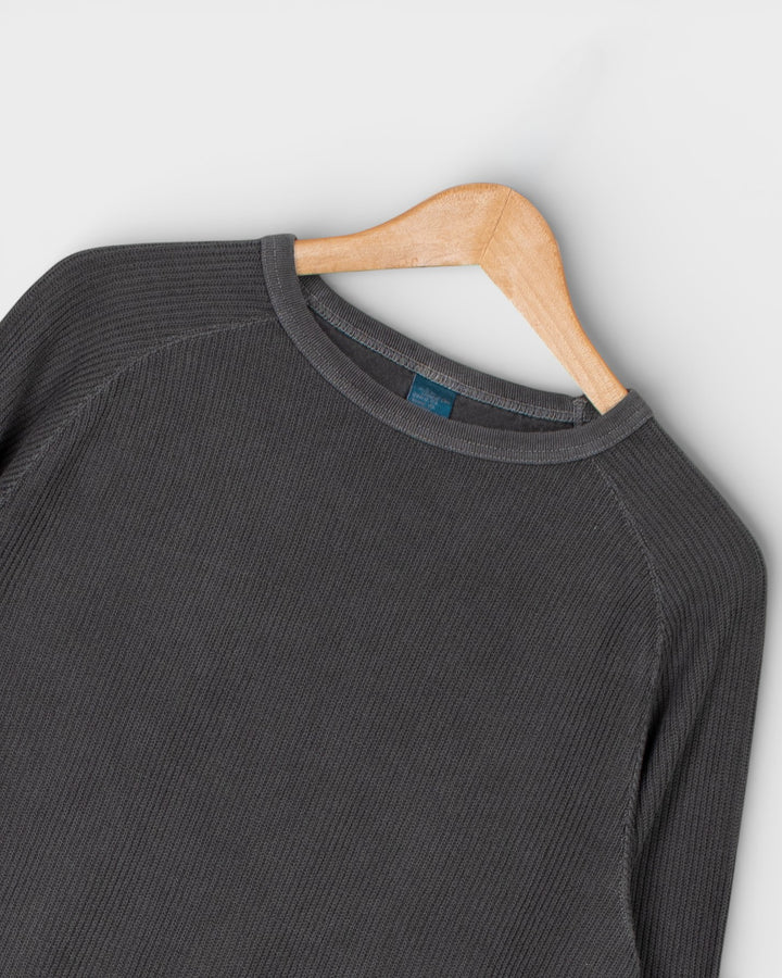 Long Sleeve Rib Knit P-Black