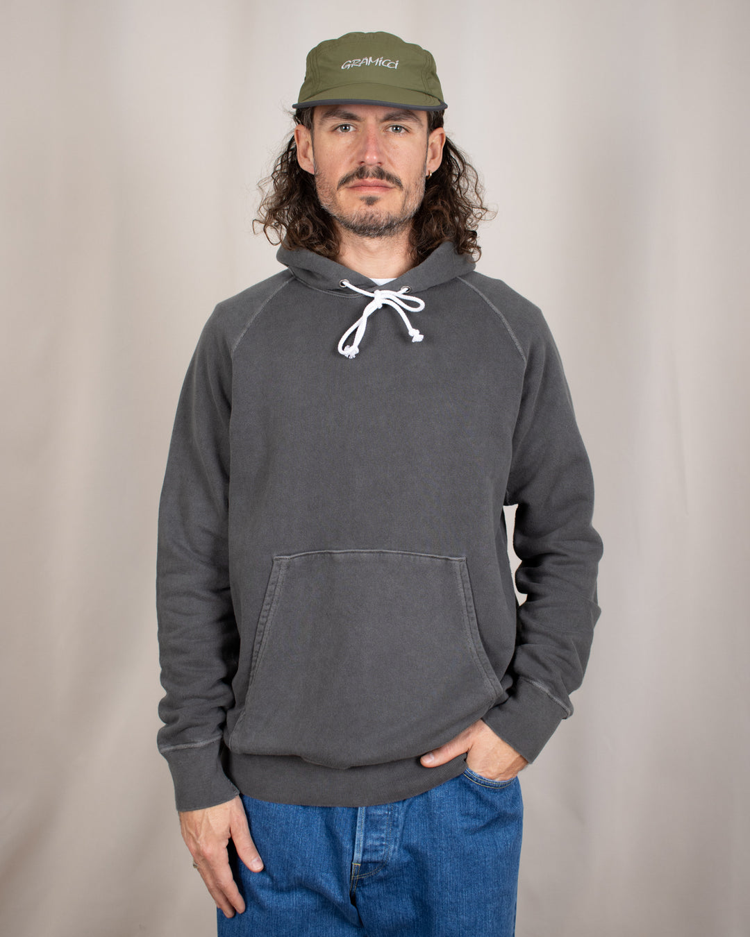 Raglan Pullover Hood Sweat P-Black
