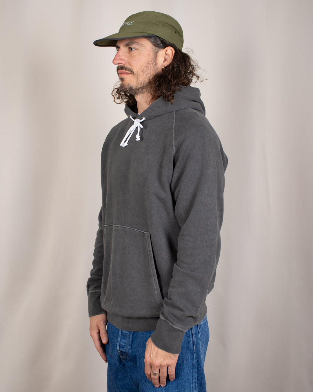 Raglan Pullover Hood Sweat P-Black
