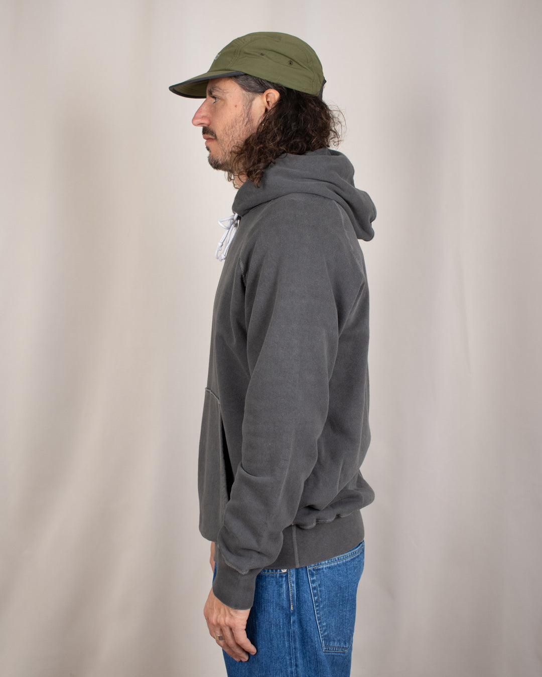 Raglan Pullover Hood Sweat P-Black