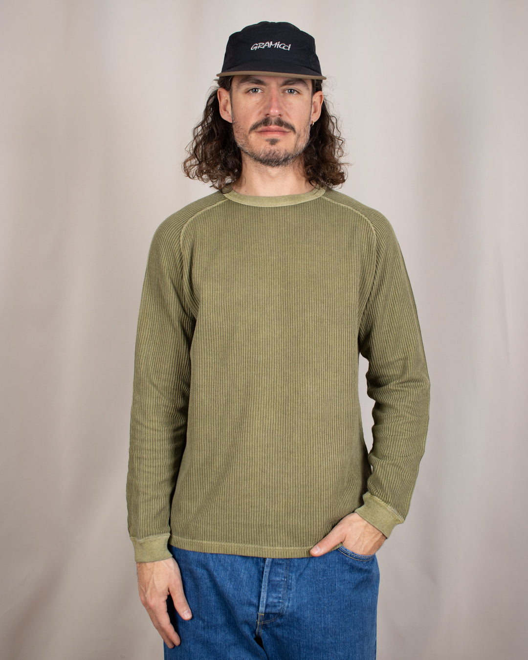 Long Sleeve Rib Knit P-Sage