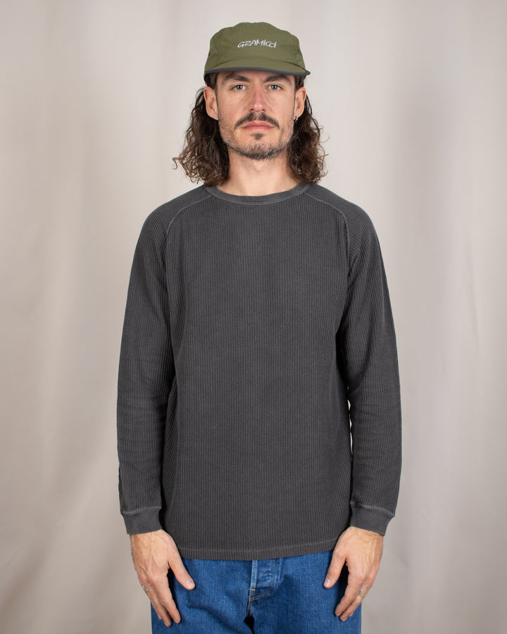 Long Sleeve Rib Knit P-Black