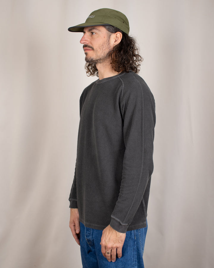 Long Sleeve Rib Knit P-Black